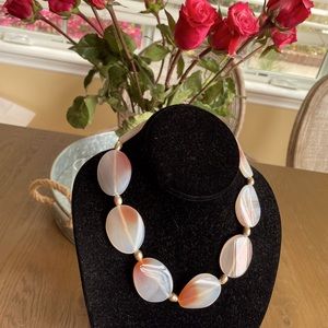 Hand Made Agate & Grey Pearl Necklace